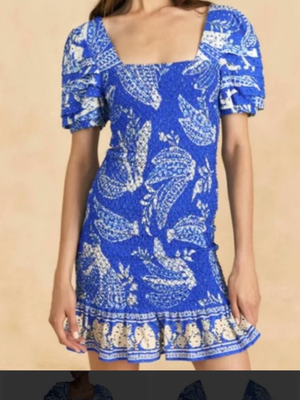 Farm Rio Blue Lace Banana Mini Dress